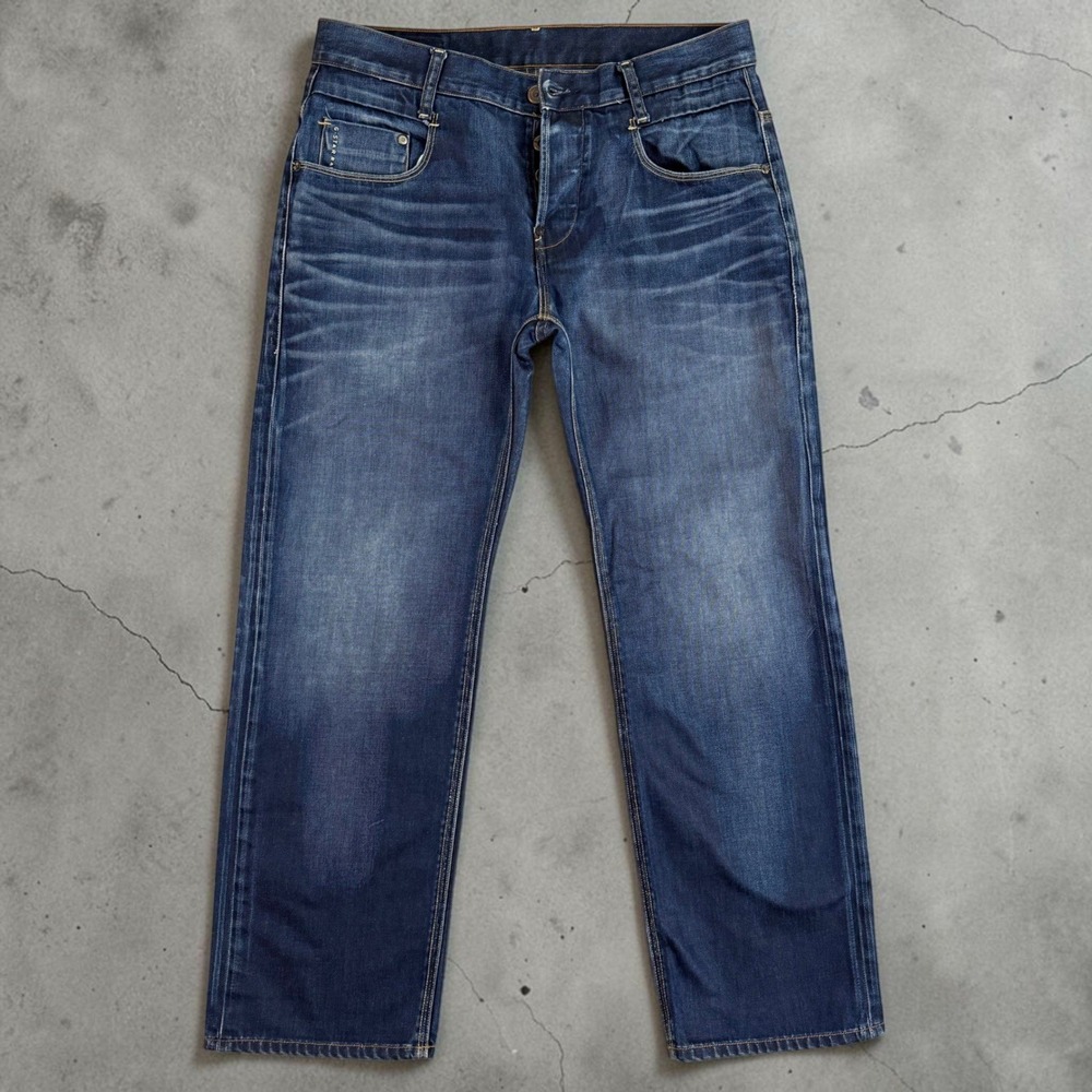 G-Star Raw New Radar Low Loose Jeans Blue Mens 34x30 GS01 Whiskered Denim